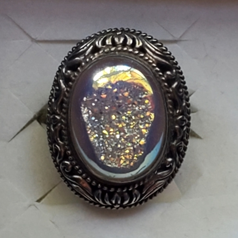 Women's Drury Quartz Silver Look Ring Size 6-1/2 NWT‎